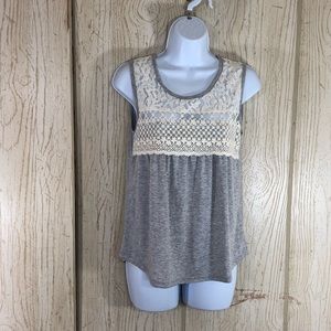 Self E Ruched Lace-Trim Tee Size S